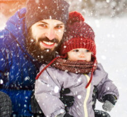 Father,and,son,enjoying,winter.,father,and,baby,on,winter